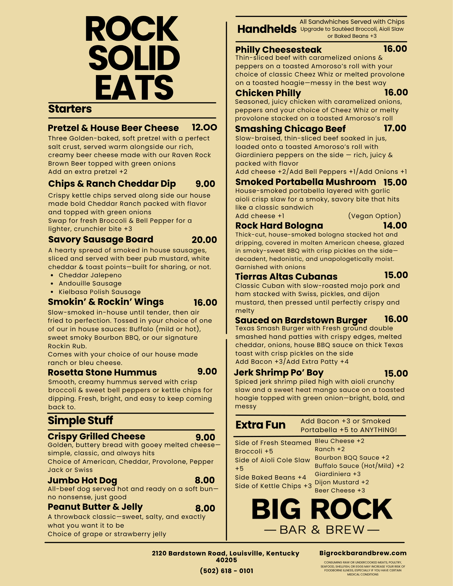 Current food menu